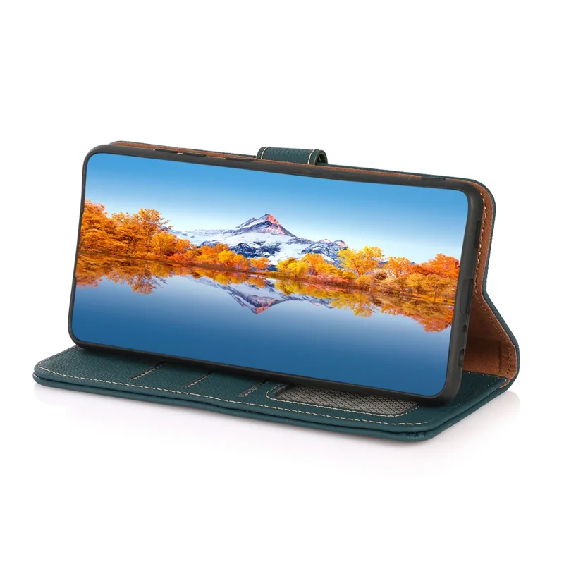 KHAZNEH Wallet Case for OnePlus 13R 5G / Ace 5 5G / Ace 5 Pro 5G Genuine Cow Leather Phone Cover - Green