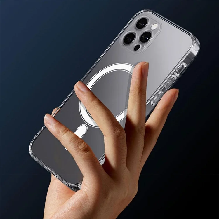 Capa opaca para iPhone 16 Pro Max compatível com MagSafe, Tampa do telefone com película de vidro temperado na parte de trás, com filme de lente integrado - Transparente