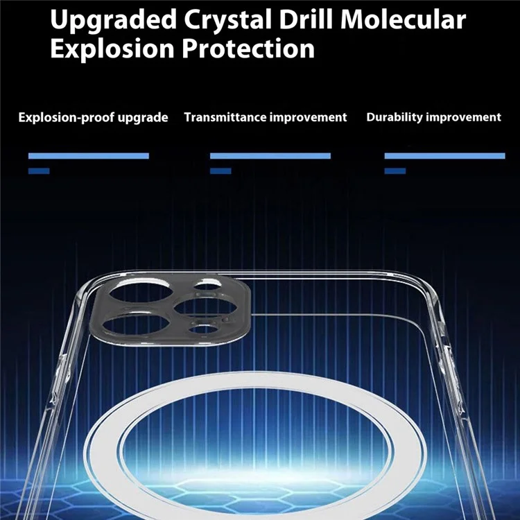 Capa opaca para iPhone 16 Pro Max compatível com MagSafe, Tampa do telefone com película de vidro temperado na parte de trás, com filme de lente integrado - Transparente