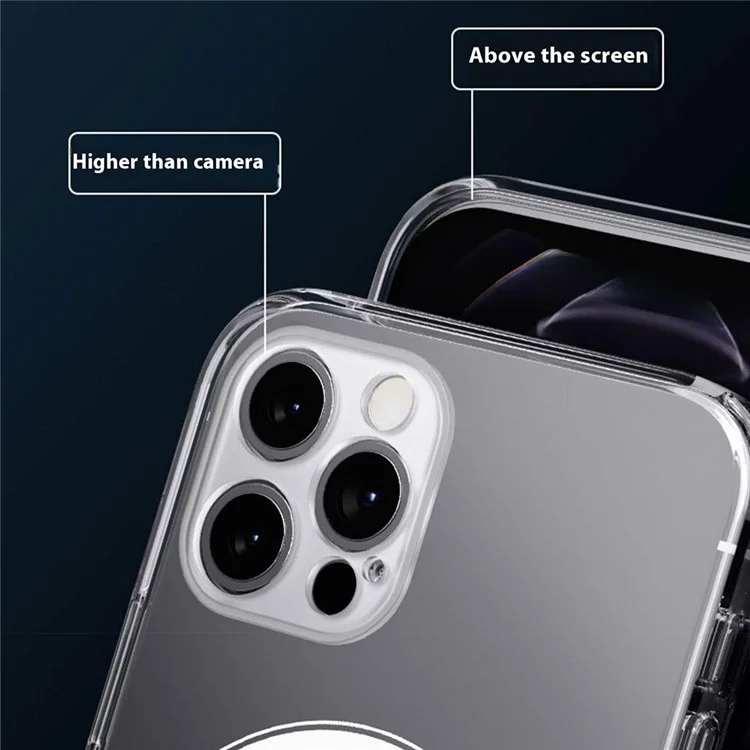 Capa opaca para iPhone 16 Pro Max compatível com MagSafe, Tampa do telefone com película de vidro temperado na parte de trás, com filme de lente integrado - Transparente