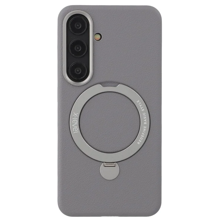 X-LEVEL For Samsung Galaxy S25 Magnetic Case Kickstand PC + PU Phone Back Cover - Grey