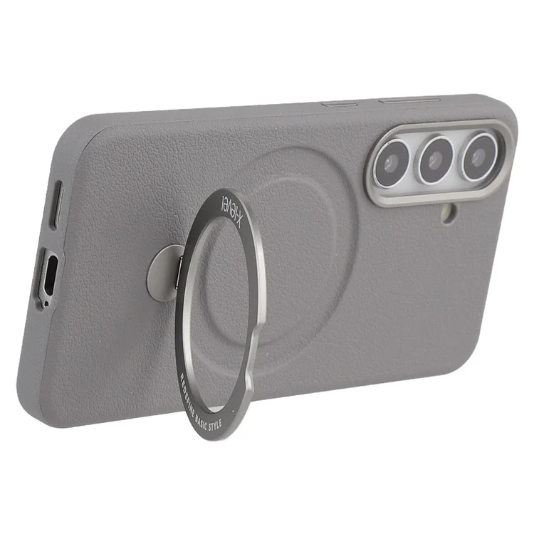 X-LEVEL For Samsung Galaxy S25 Magnetic Case Kickstand PC + PU Phone Back Cover - Grey