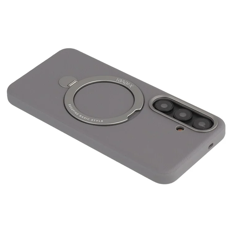 X-LEVEL For Samsung Galaxy S25 Magnetic Case Kickstand PC + PU Phone Back Cover - Grey