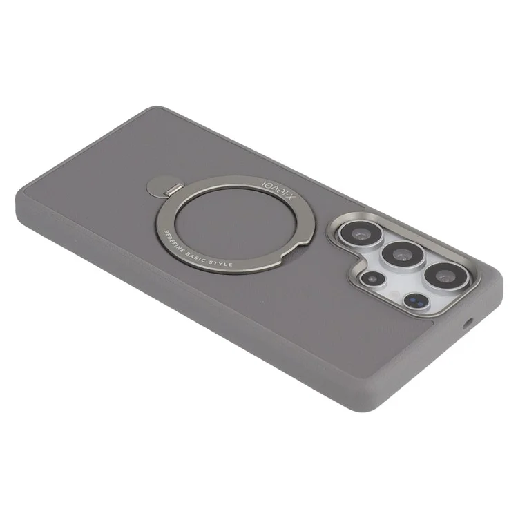X-LEVEL For Samsung Galaxy S25 Ultra Magnetic Case Kickstand PC + PU Phone Back Cover - Grey