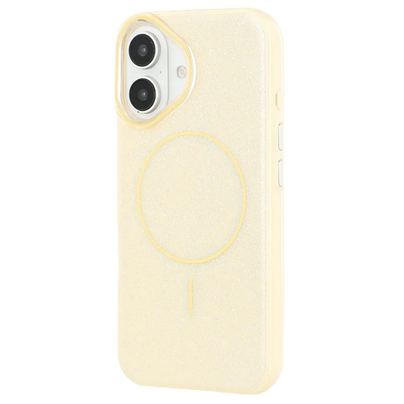 For iPhone 16 Case Compatible with MagSafe Glitter Design IMD TPU + PC Phone Back Cover - Yellow
