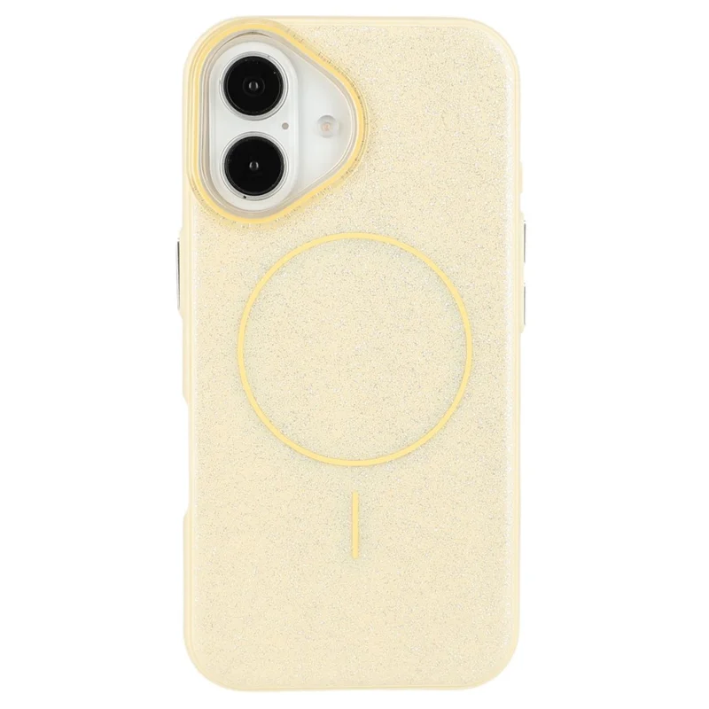 For iPhone 16 Case Compatible with MagSafe Glitter Design IMD TPU + PC Phone Back Cover - Yellow
