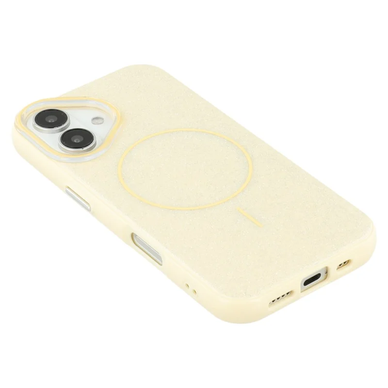 For iPhone 16 Case Compatible with MagSafe Glitter Design IMD TPU + PC Phone Back Cover - Yellow