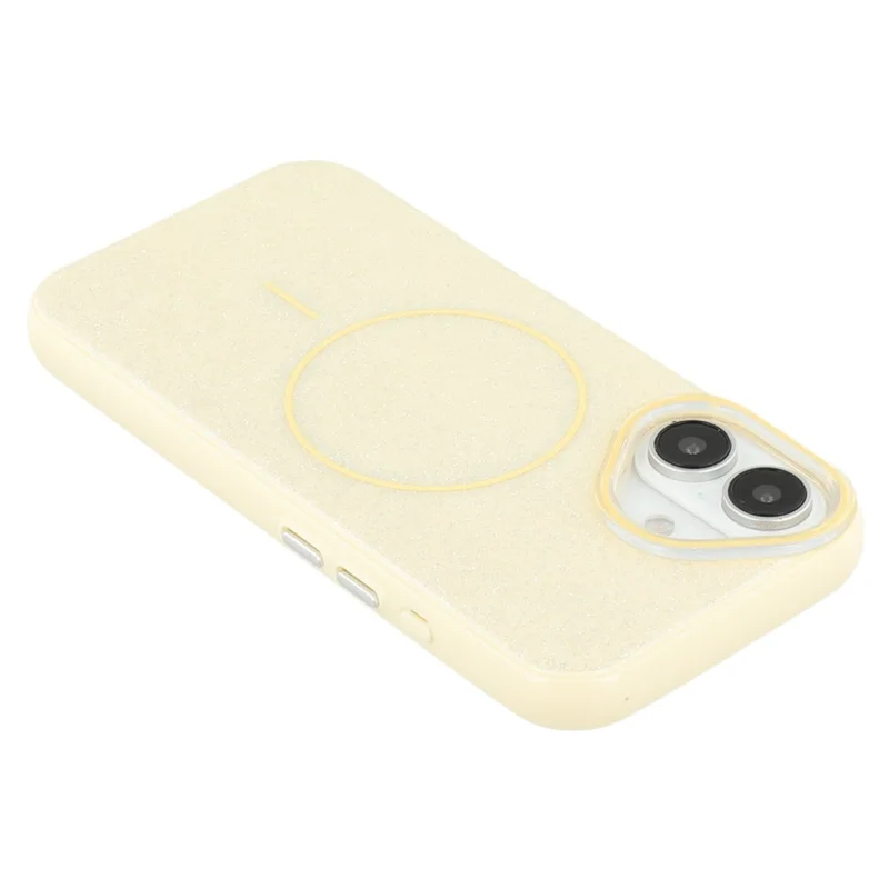 For iPhone 16 Case Compatible with MagSafe Glitter Design IMD TPU + PC Phone Back Cover - Yellow