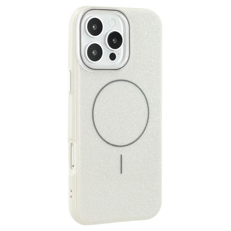 For iPhone 16 Pro Max Case Compatible with MagSafe Glitter Design IMD TPU + PC Phone Back Cover - Grey
