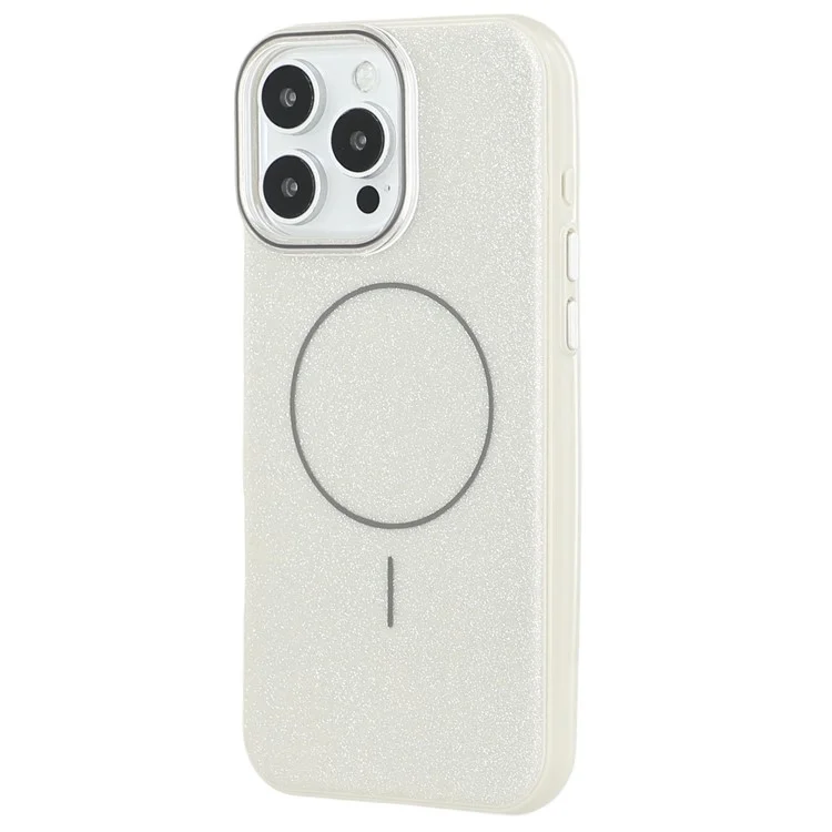 For iPhone 16 Pro Max Case Compatible with MagSafe Glitter Design IMD TPU + PC Phone Back Cover - Grey