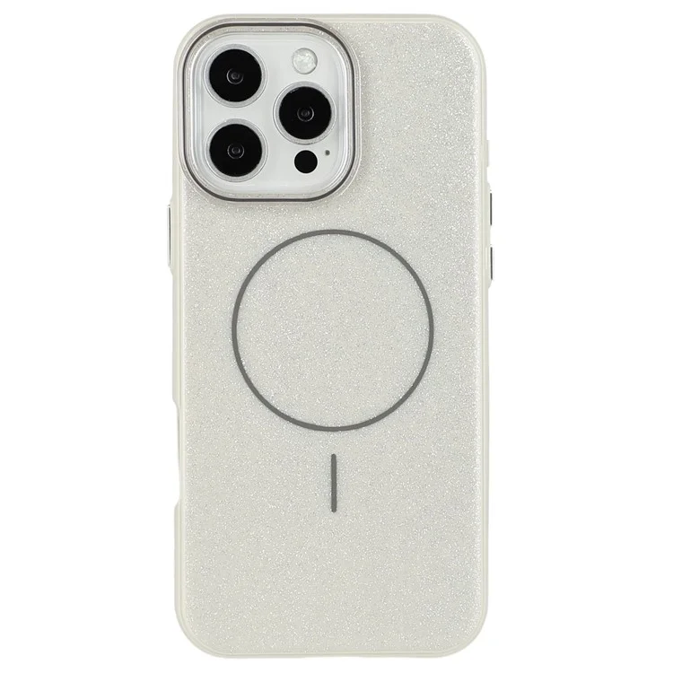 For iPhone 16 Pro Max Case Compatible with MagSafe Glitter Design IMD TPU + PC Phone Back Cover - Grey
