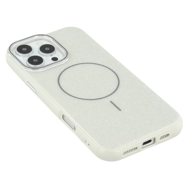 For iPhone 16 Pro Max Case Compatible with MagSafe Glitter Design IMD TPU + PC Phone Back Cover - Grey
