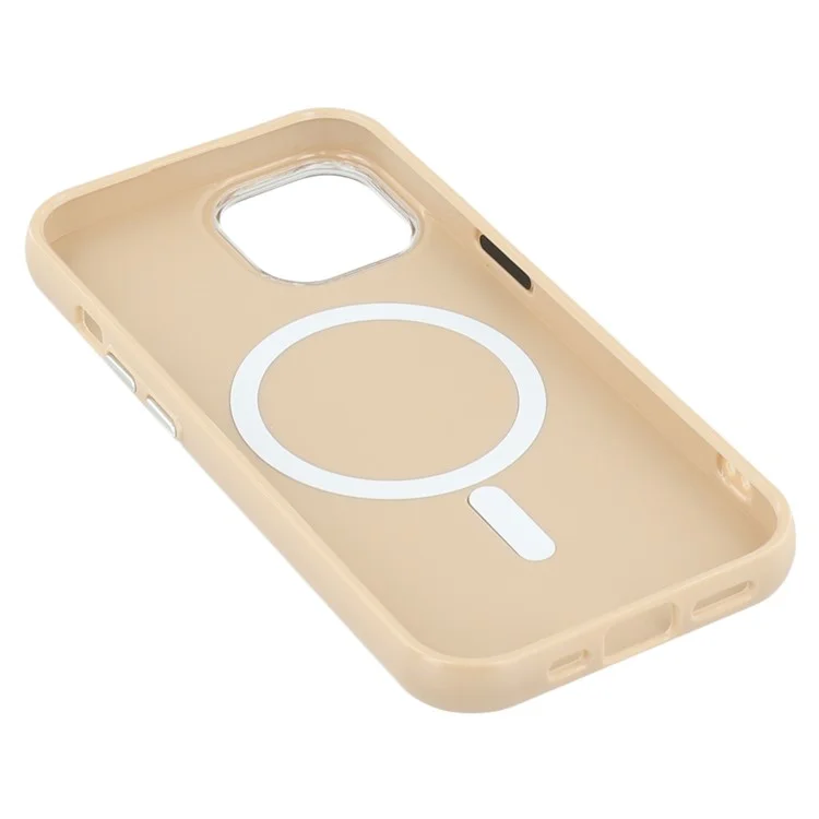 For iPhone 15 Case Compatible with MagSafe Glitter Design IMD TPU + PC Phone Back Cover - Desert Gold
