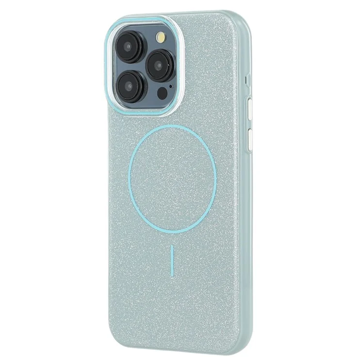 For iPhone 15 Pro Max Case Compatible with MagSafe Glitter Design IMD TPU + PC Phone Back Cover - Green