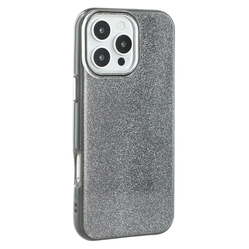 For iPhone 16 Pro Max Case Glitter Design IMD TPU + PC Phone Back Cover - Black