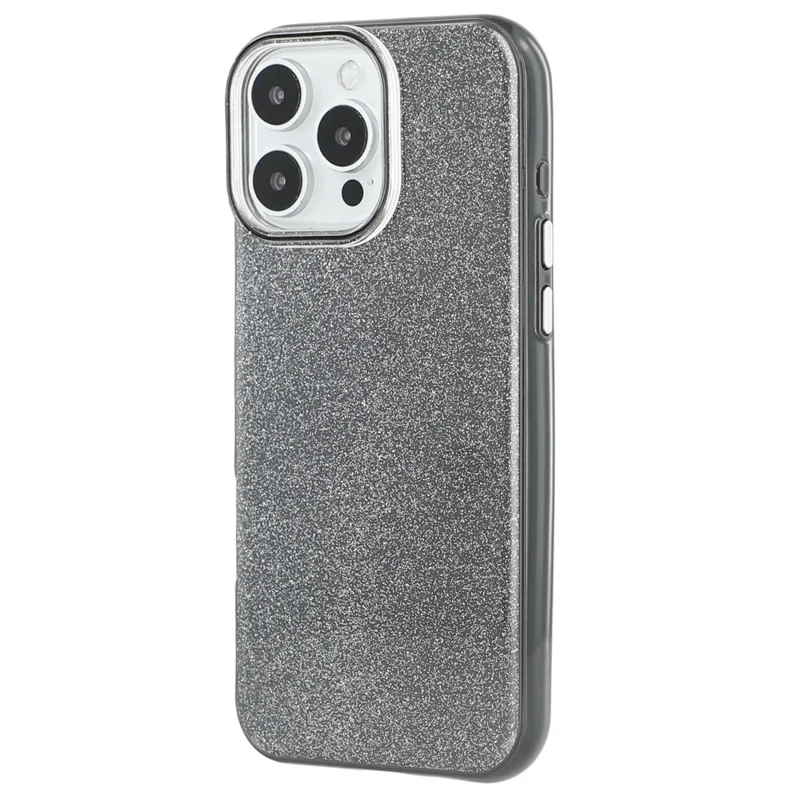 For iPhone 16 Pro Max Case Glitter Design IMD TPU + PC Phone Back Cover - Black