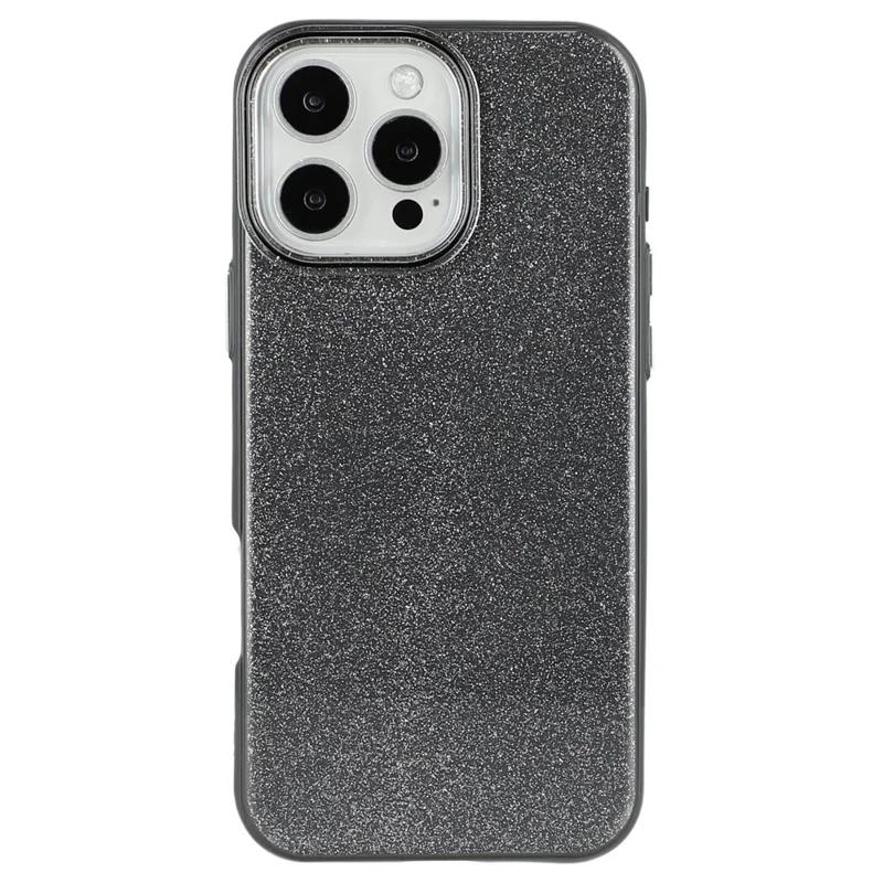 For iPhone 16 Pro Max Case Glitter Design IMD TPU + PC Phone Back Cover - Black