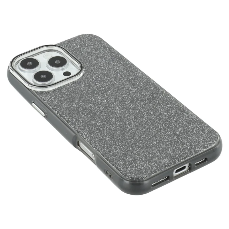 For iPhone 16 Pro Max Case Glitter Design IMD TPU + PC Phone Back Cover - Black