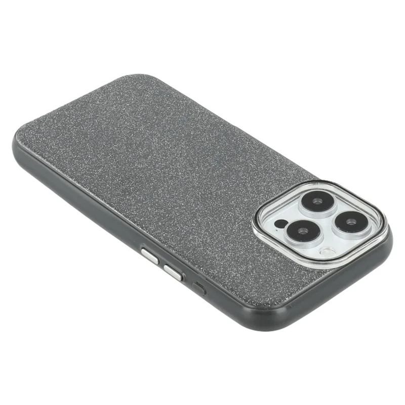 For iPhone 16 Pro Max Case Glitter Design IMD TPU + PC Phone Back Cover - Black