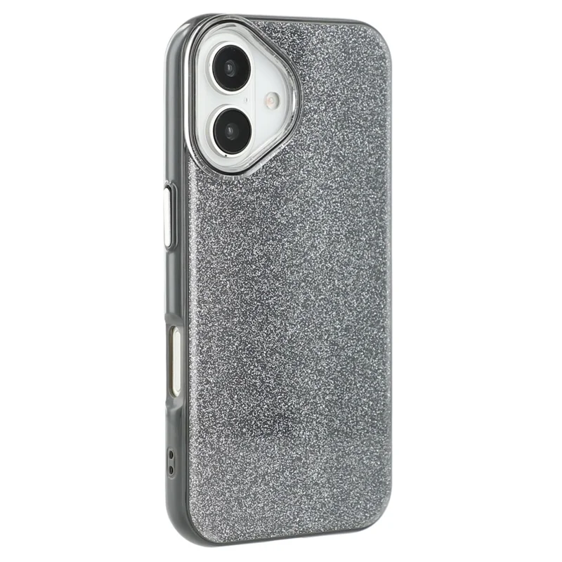For iPhone 16 Case Glitter Design IMD TPU + PC Phone Back Cover - Black
