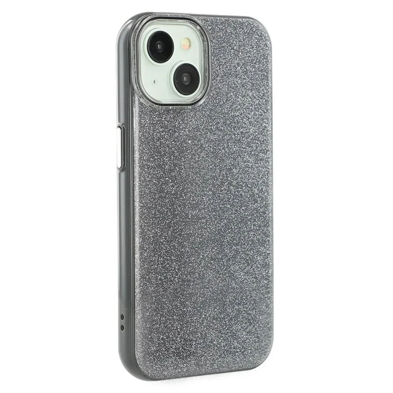 For iPhone 15 Case Glitter Design IMD TPU + PC Phone Back Cover - Black