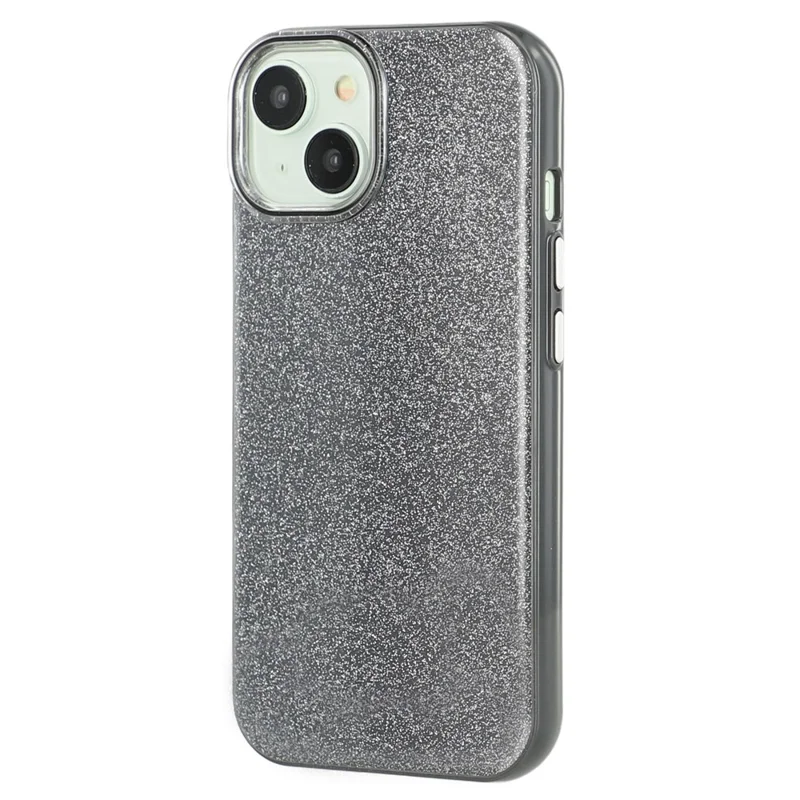 For iPhone 15 Case Glitter Design IMD TPU + PC Phone Back Cover - Black