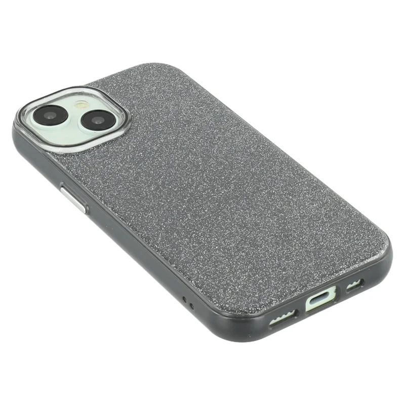 For iPhone 15 Case Glitter Design IMD TPU + PC Phone Back Cover - Black
