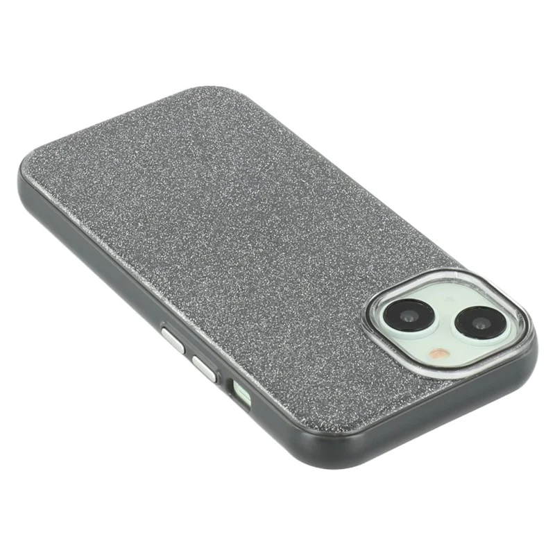 For iPhone 15 Case Glitter Design IMD TPU + PC Phone Back Cover - Black