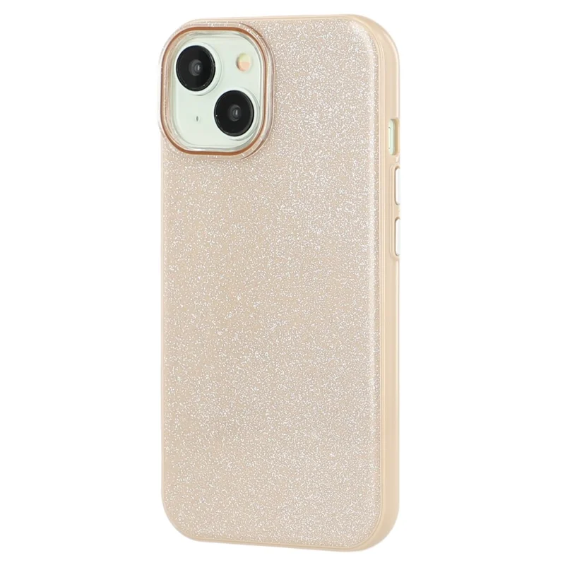 For iPhone 15 Case Glitter Design IMD TPU + PC Phone Back Cover - Desert Gold