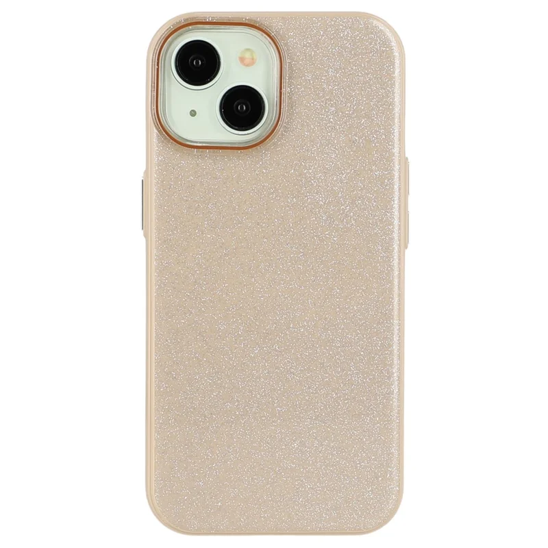For iPhone 15 Case Glitter Design IMD TPU + PC Phone Back Cover - Desert Gold