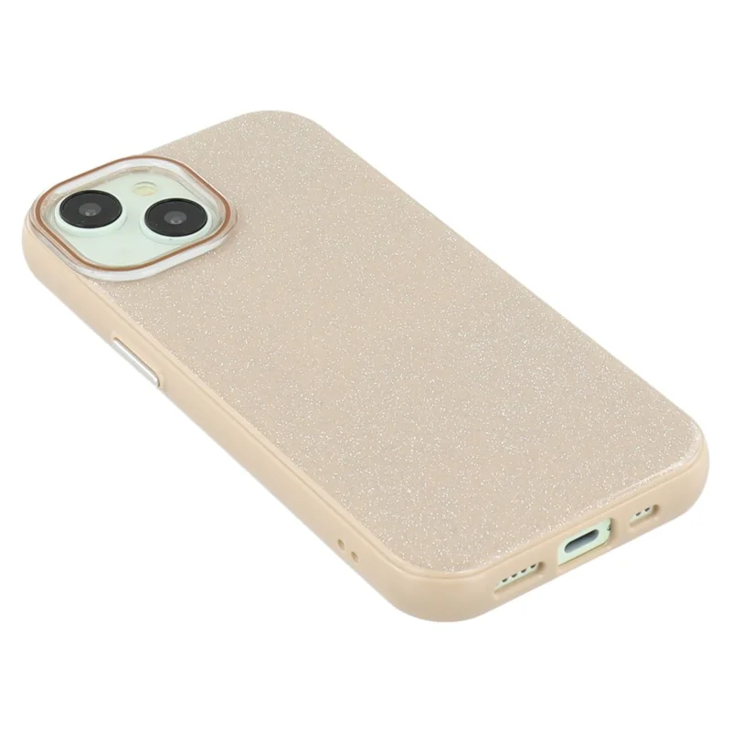 For iPhone 15 Case Glitter Design IMD TPU + PC Phone Back Cover - Desert Gold