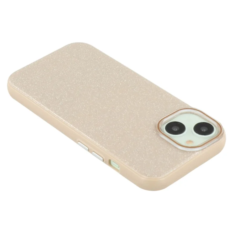 For iPhone 15 Case Glitter Design IMD TPU + PC Phone Back Cover - Desert Gold