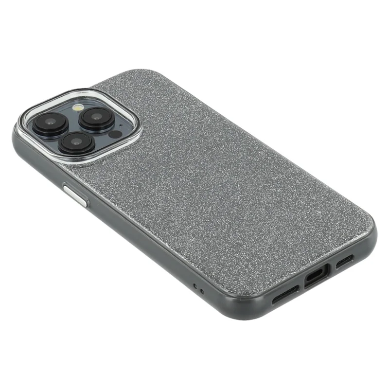 For iPhone 15 Pro Max Case Glitter Design IMD TPU + PC Phone Back Cover - Black