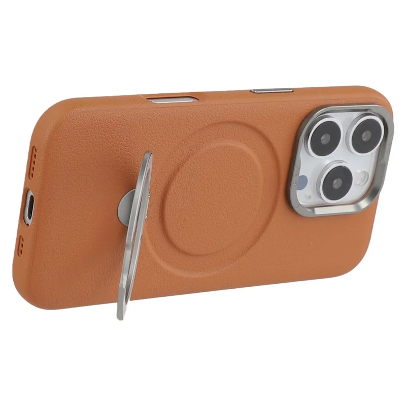 X-LEVEL For iPhone 16 Pro Max Magnetic Case Kickstand PC + PU Phone Back Cover - Brown