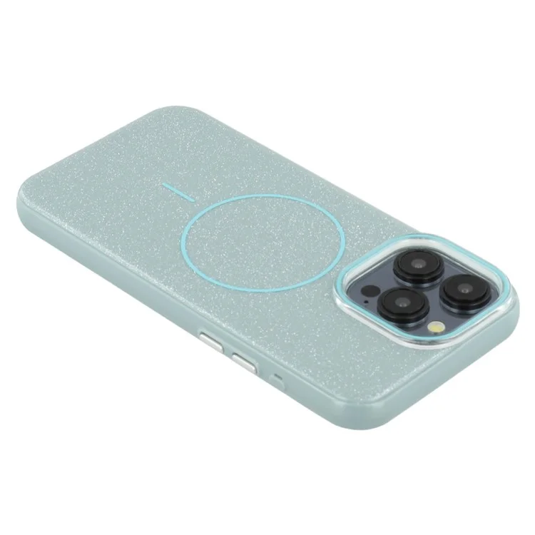 Funda para iPhone 15 Pro compatible con MagSafe, diseño de purpurina IMD TPU + cubierta trasera de PC - Verde