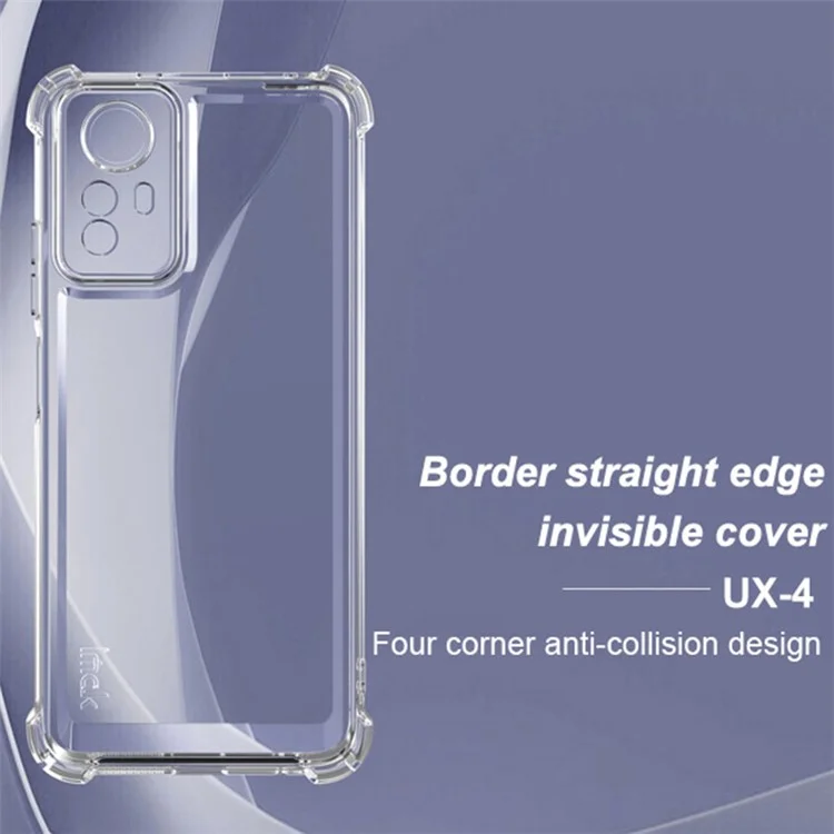 Custodia IMAK UX-4 Series per Xiaomi Redmi Note 12S 4G, con cornice diritta e protezione degli angoli, cover in TPU trasparente antiurto.