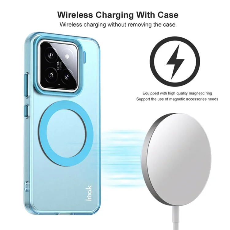 Étui IMAK pour Xiaomi 15 / 15 Edition Personnalisée compatible avec MagSafe, couleur bonbon, anti-chute en TPU + Housse arrière en PET - Bleu