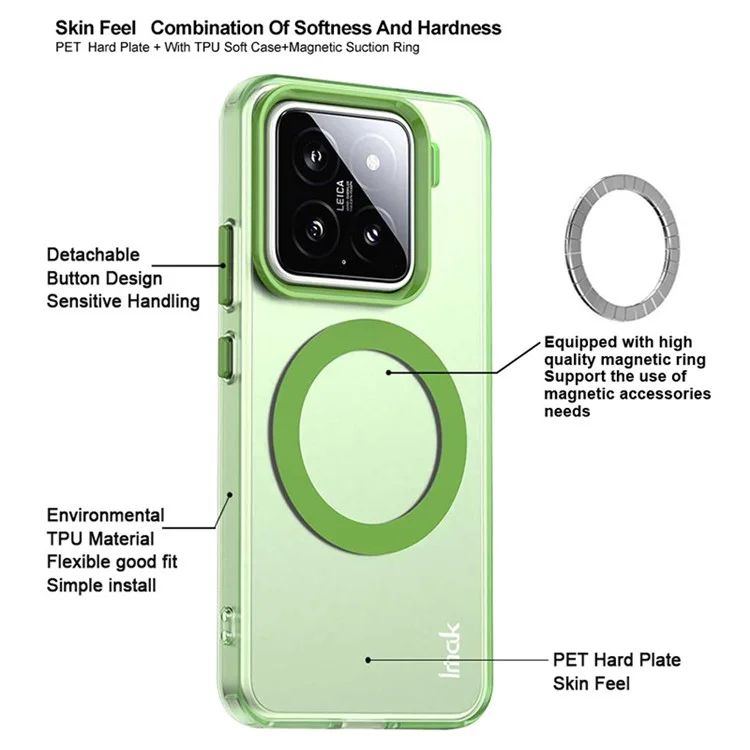 Étui IMAK pour Xiaomi 15 / 15 Edition Personnalisée compatible avec MagSafe, couleur bonbon, anti-chute en TPU + Housse arrière en PET - Bleu