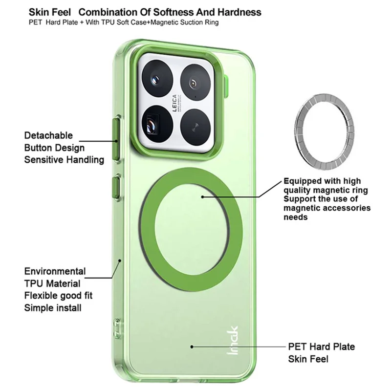 IMAK For Xiaomi 15 Pro Magnetic Case Candy Color Anti Drop TPU + PET Back Cover - Black