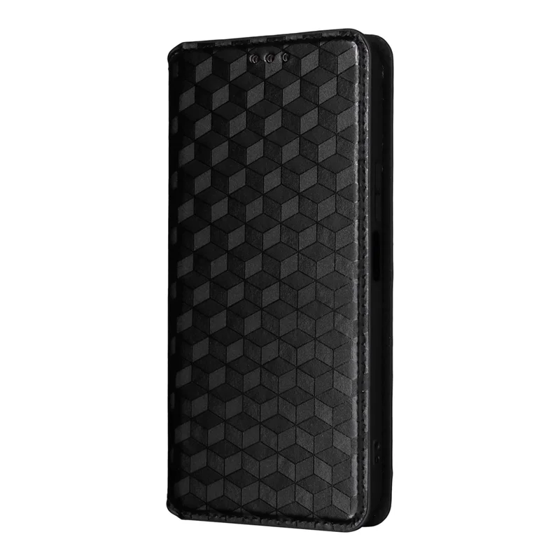 Capa de couro com estampa de losango para Oukitel P1 Wallet Case - Preta