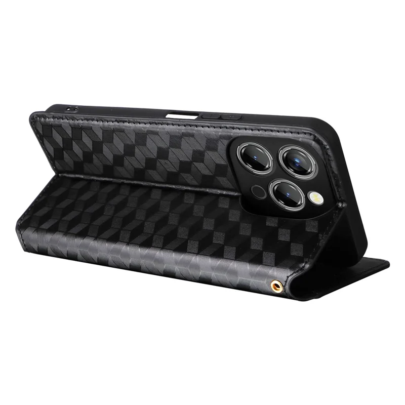 Capa de couro com estampa de losango para Oukitel P1 Wallet Case - Preta