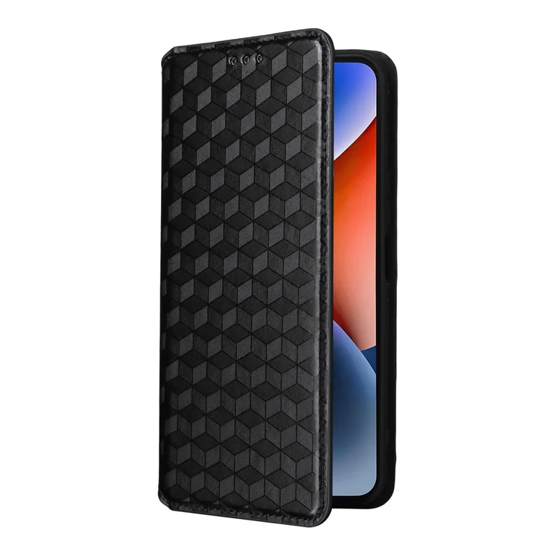 Capa de couro com estampa de losango para Oukitel P1 Wallet Case - Preta