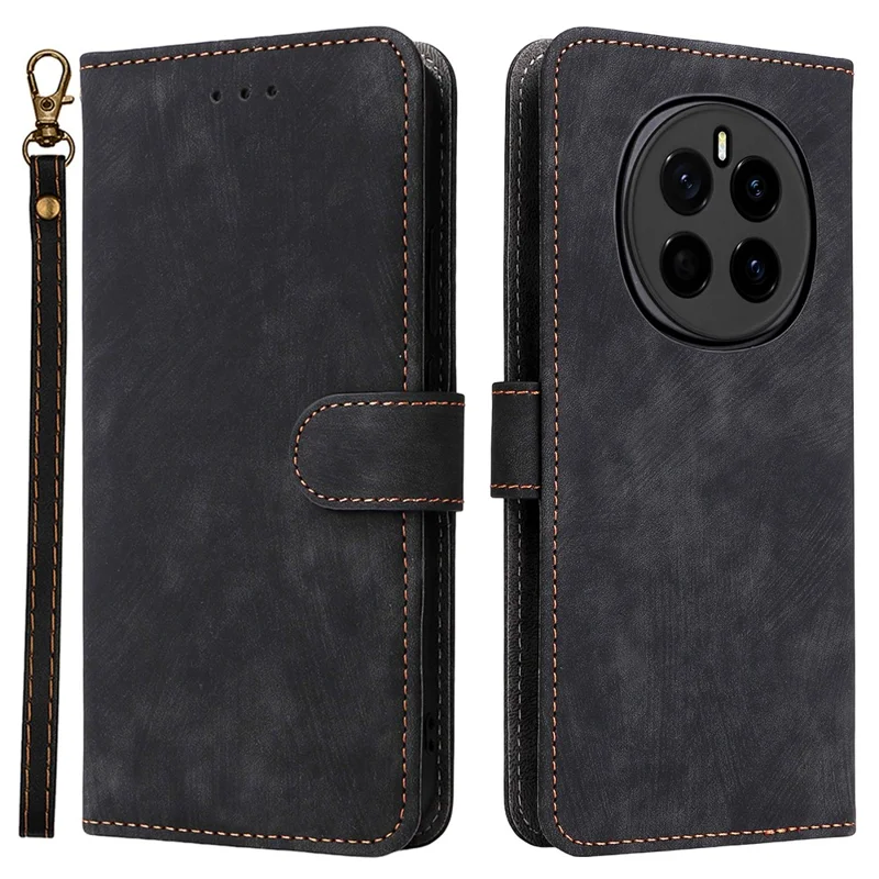 Etui portfelowe dla Honor Magic7 5G z funkcją blokowania RFID, pokrowiec z syntetycznej skóry PU z podstawką - Czarny