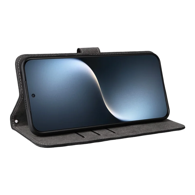 Etui portfelowe dla Honor Magic7 5G z funkcją blokowania RFID, pokrowiec z syntetycznej skóry PU z podstawką - Czarny