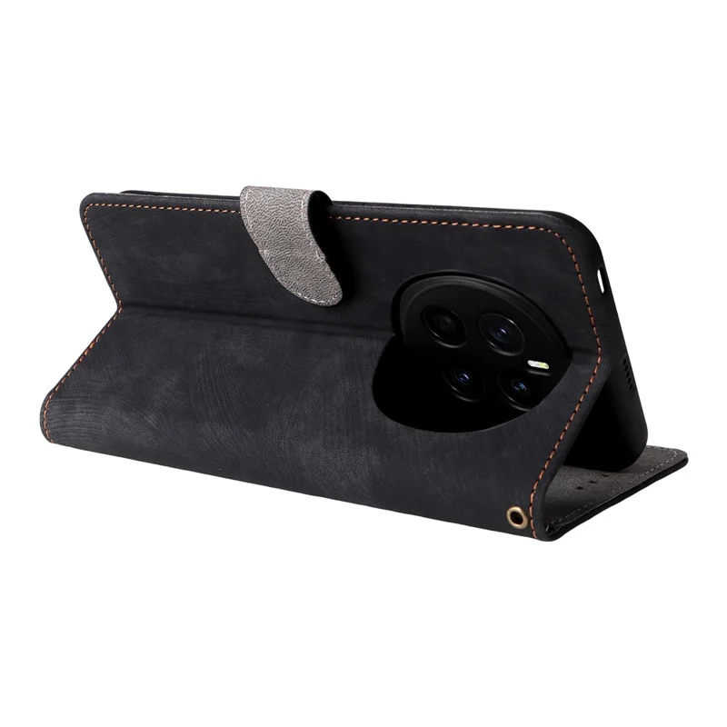 Etui portfelowe dla Honor Magic7 5G z funkcją blokowania RFID, pokrowiec z syntetycznej skóry PU z podstawką - Czarny