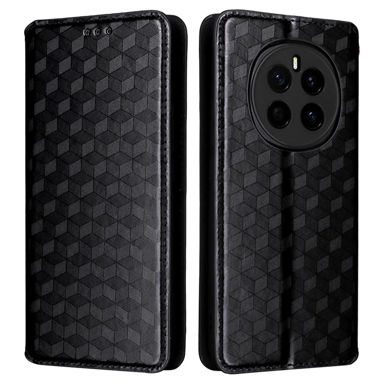 Capa de telefone de couro com impressão de rombo For Honor Magic7 5G Wallet Case - Preta