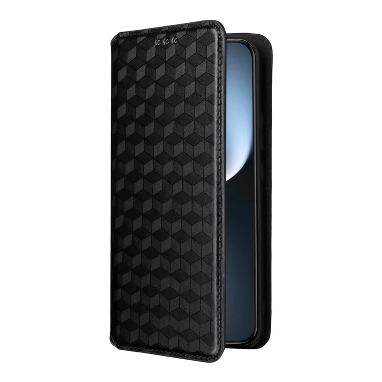 Capa de telefone de couro com impressão de rombo For Honor Magic7 5G Wallet Case - Preta