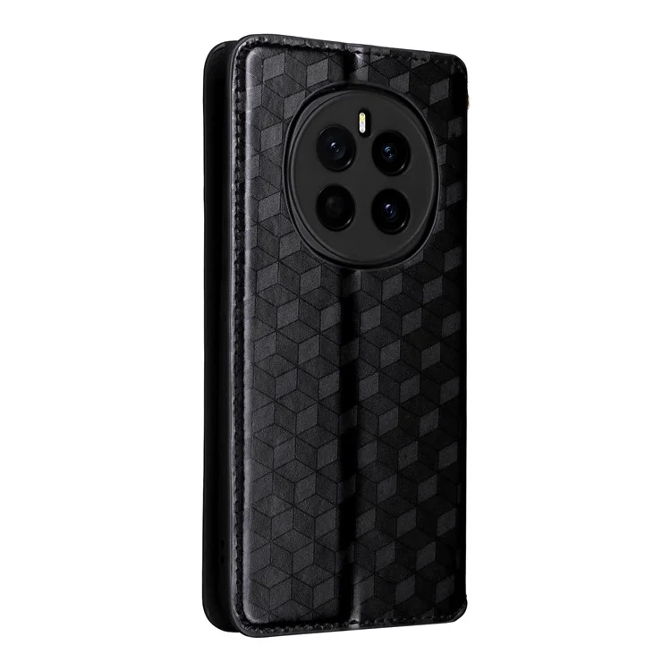 Capa de telefone de couro com impressão de rombo For Honor Magic7 5G Wallet Case - Preta