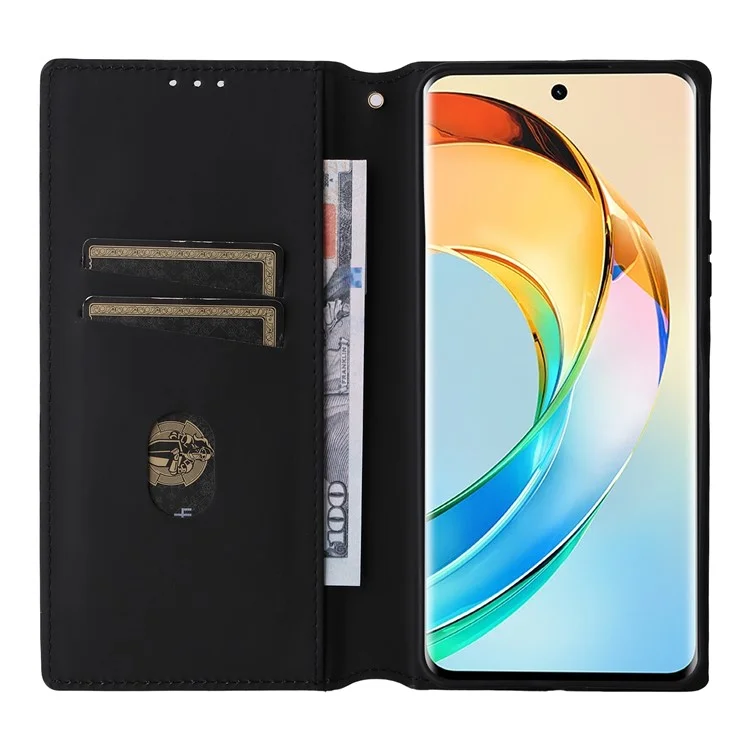 Für Honor X9c Smart 5G / X60 5G Brieftasche Hülle Rhombus geprägtes Leder Handyhülle - Schwarz