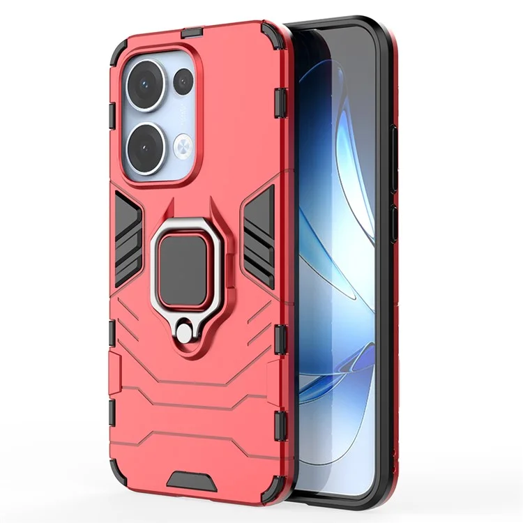 Custodia per Oppo Reno13 5G (versione globale) in PC + TPU con protezione e supporto ad anello - Rosso